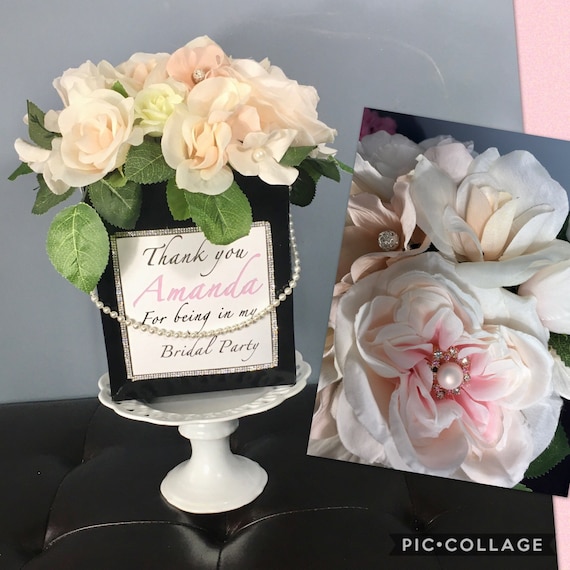 FLOWER BOX CENTERPIECE, Paris Theme Birthday, Bridesmaid Gifts, 50th Birthday Centerpiece, Blush Flower Centerpiece, Sweet 16 Centerpiece