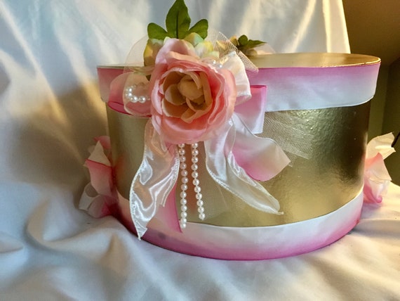 DECORATIVE HAT BOX, Centerpiece Box, Decorative Storage Box, Shower Gift Box, Birthday Box, Place Setting Box, Wedding Keepsake Box, Prop