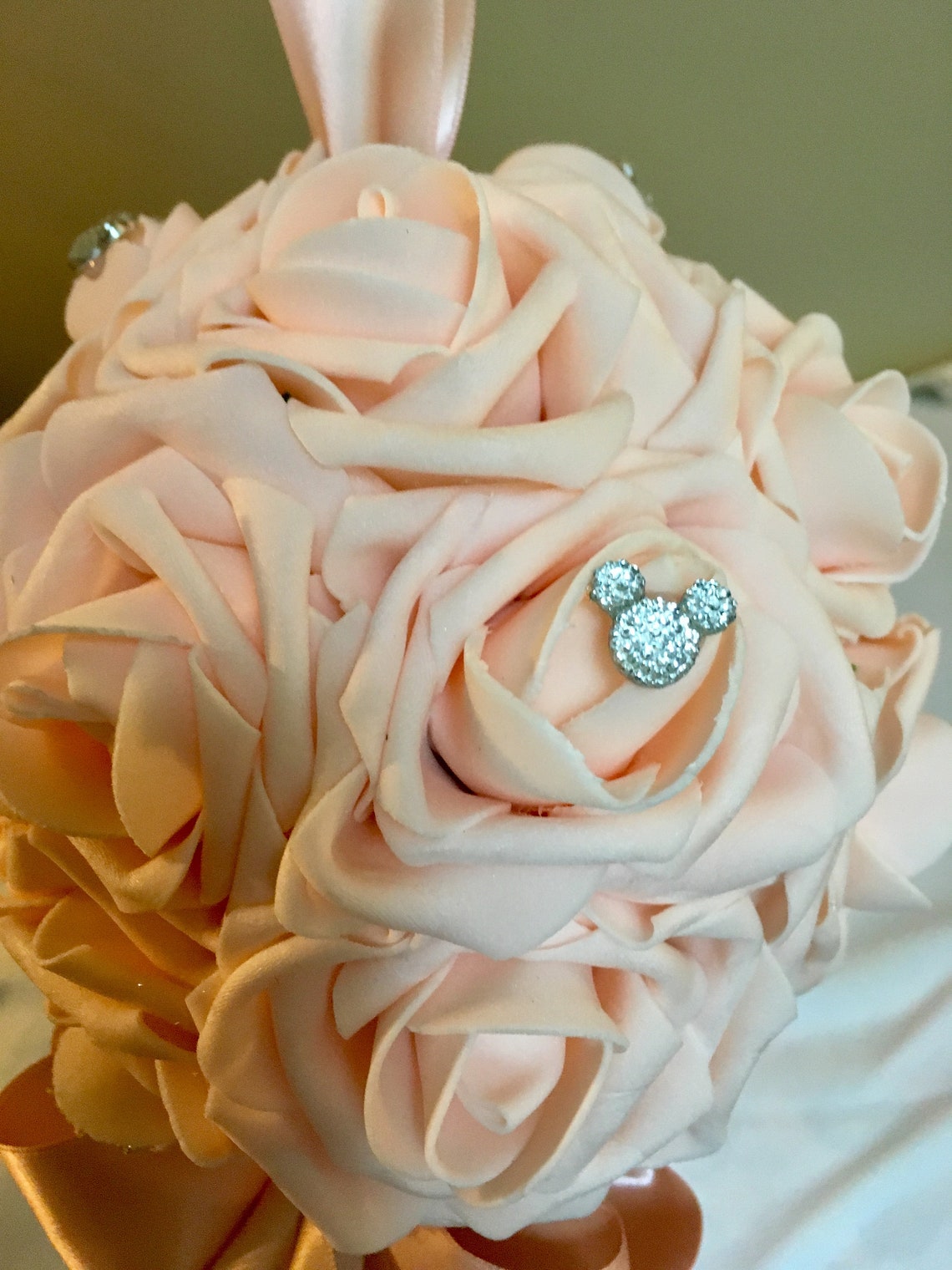 PINK BLUSH Flower Ball With Satin Handle Bride Bouquet Etsy