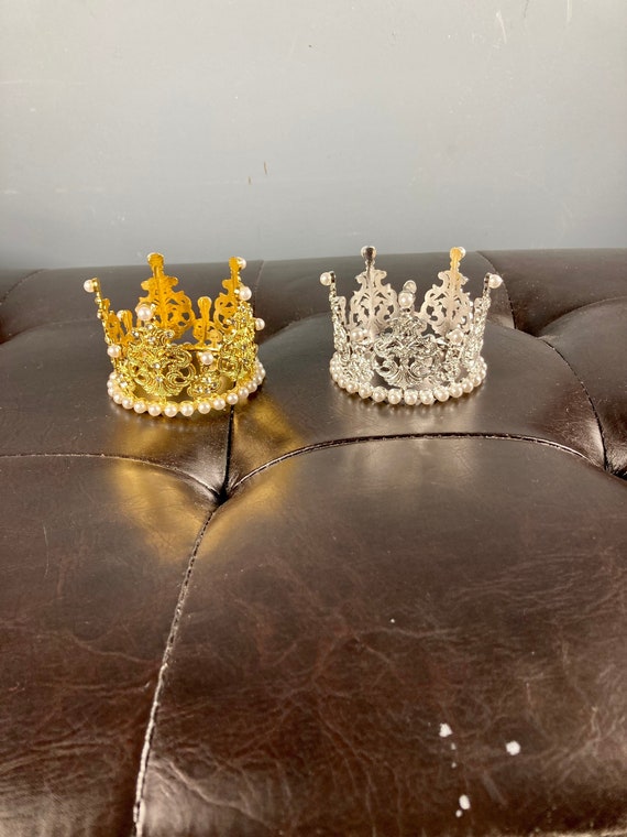 PEARL CROWN, Pearl Gold Crown, Pearl Silver Crown, Small Crown, Decorative Crown Decor, Royal Wedding, Royal Birthday, Crown Cake Topper