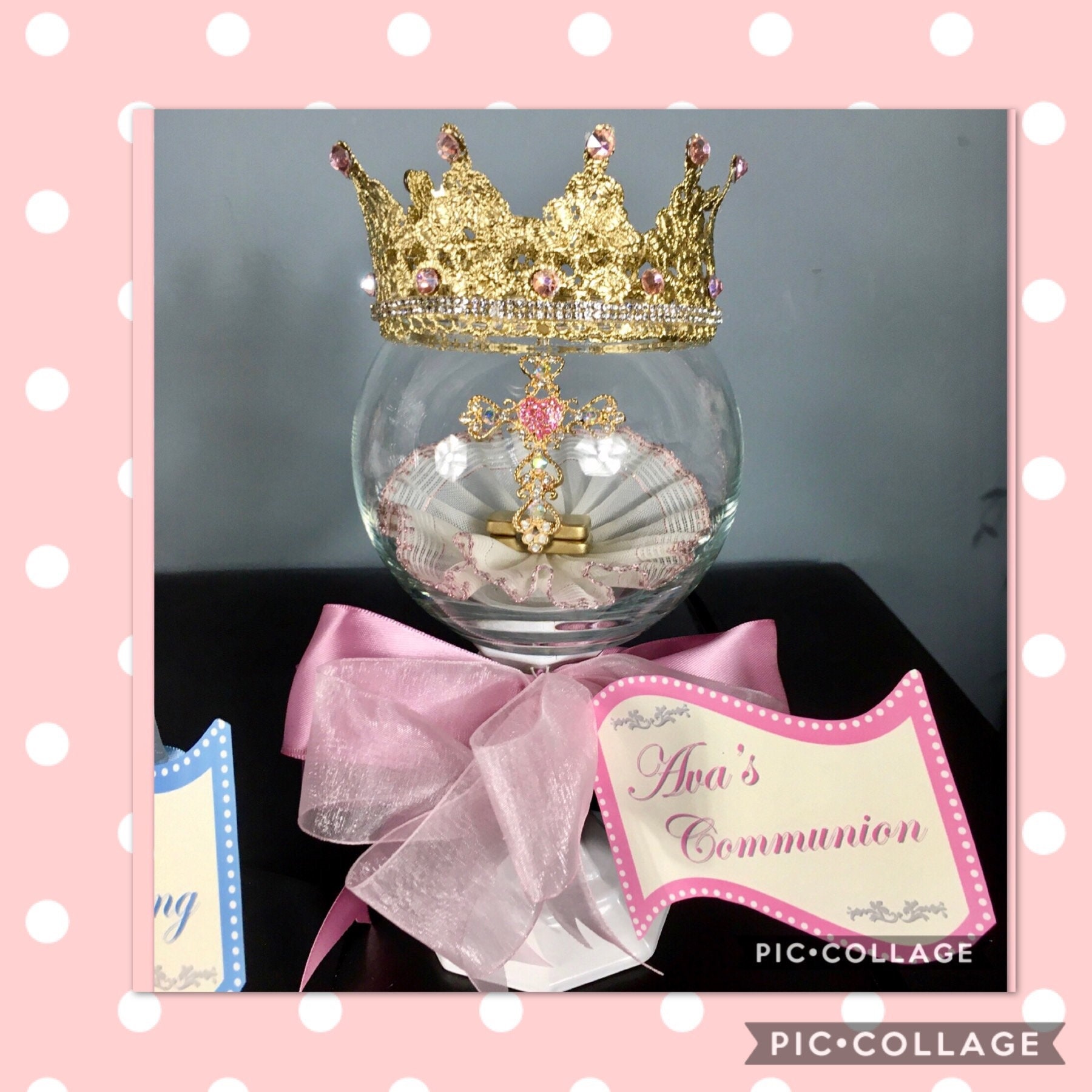 Girl COMMUNION CENTERPIECE, Baby Girl Christening Centerpiece, Baby