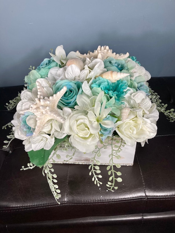 SEASHELL CENTERPIECE, Beach Wedding Centerpiece, By The Sea Shore Theme, Seashell Floral Centerpiece, Beachy Wedding Decor, Beach Home Decor