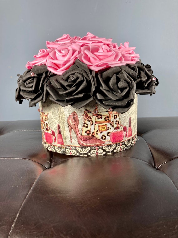 HIGH HEEL CENTERPIECE, Designer Party Decor, Vanity Decor, Paris Bedroom Decor, Girly Room Decor Sweet 16 Centerpiece, Makeup Lovers Gift