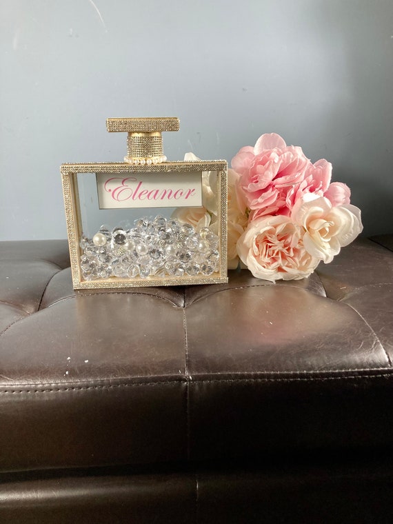 RHINESTONE PERFUME BOTTLE, Paris Centerpiece, Paris Bedroom Decor, Paris Living Room Decor, Glitz and Glam Decor, Bridal Shower Decpr