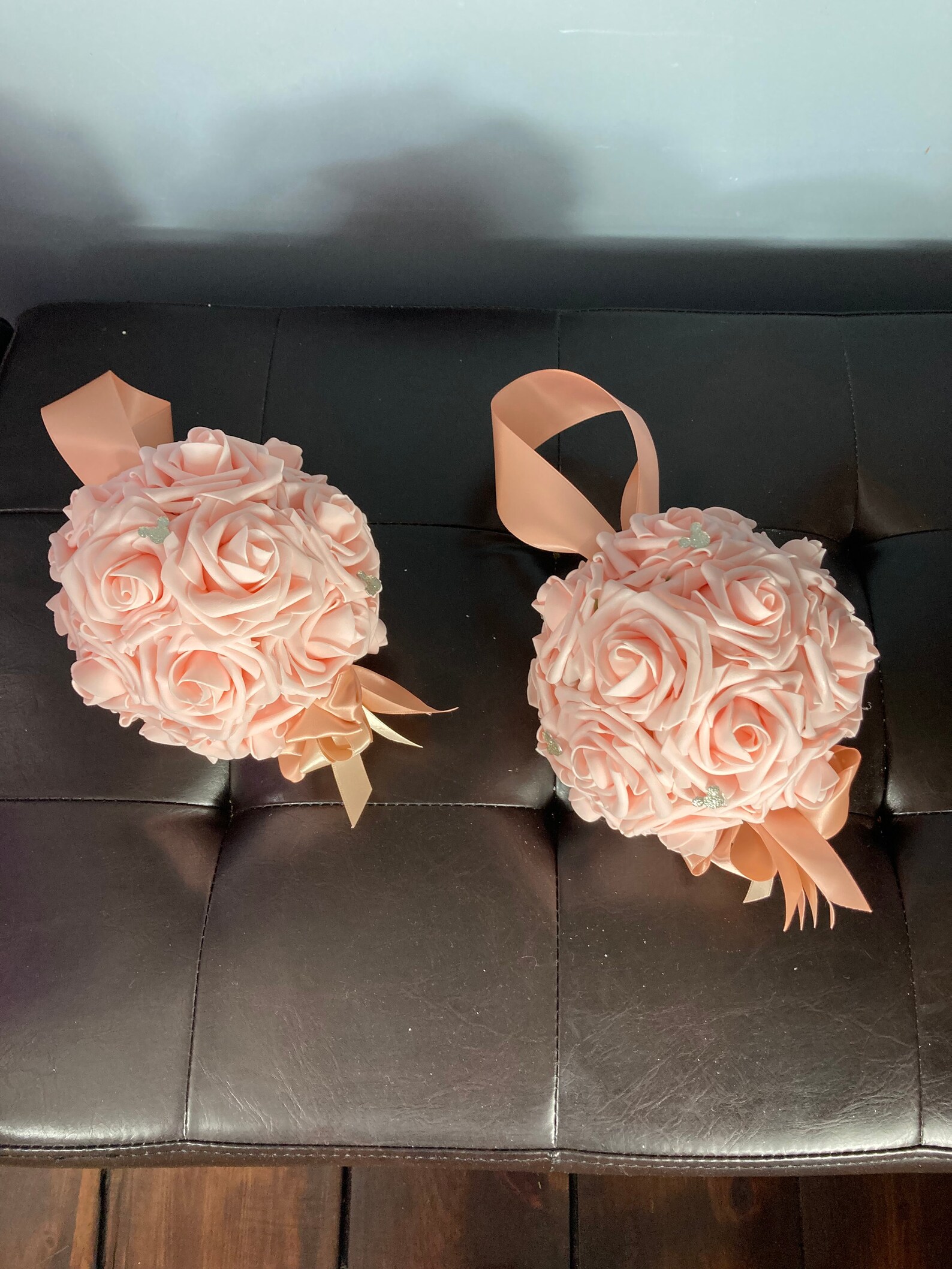 PINK BLUSH Flower Ball With Satin Handle Bride Bouquet Etsy