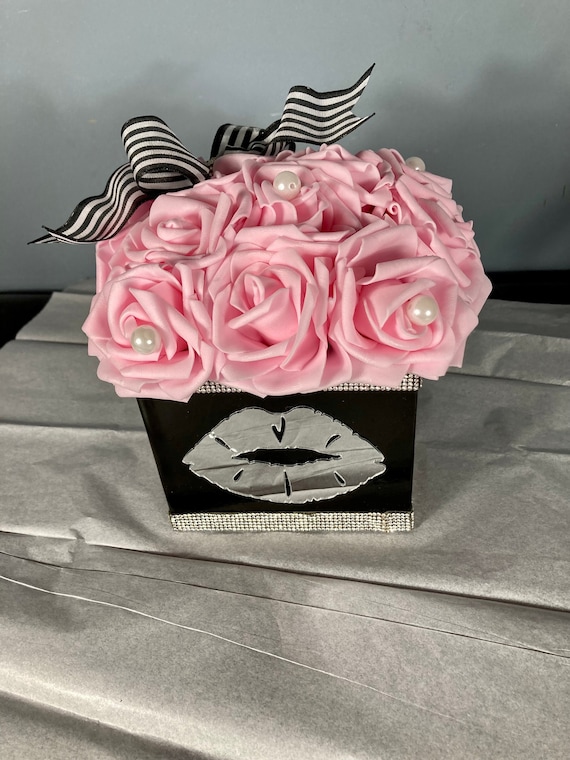 MAKEUP CENTERPIECE, Makeup Party, Sweet 16 Decoration, 50th Birhtday Centerpiece, Paris Bedroom Decor, Vanity Decor, Paris Lovers Gift