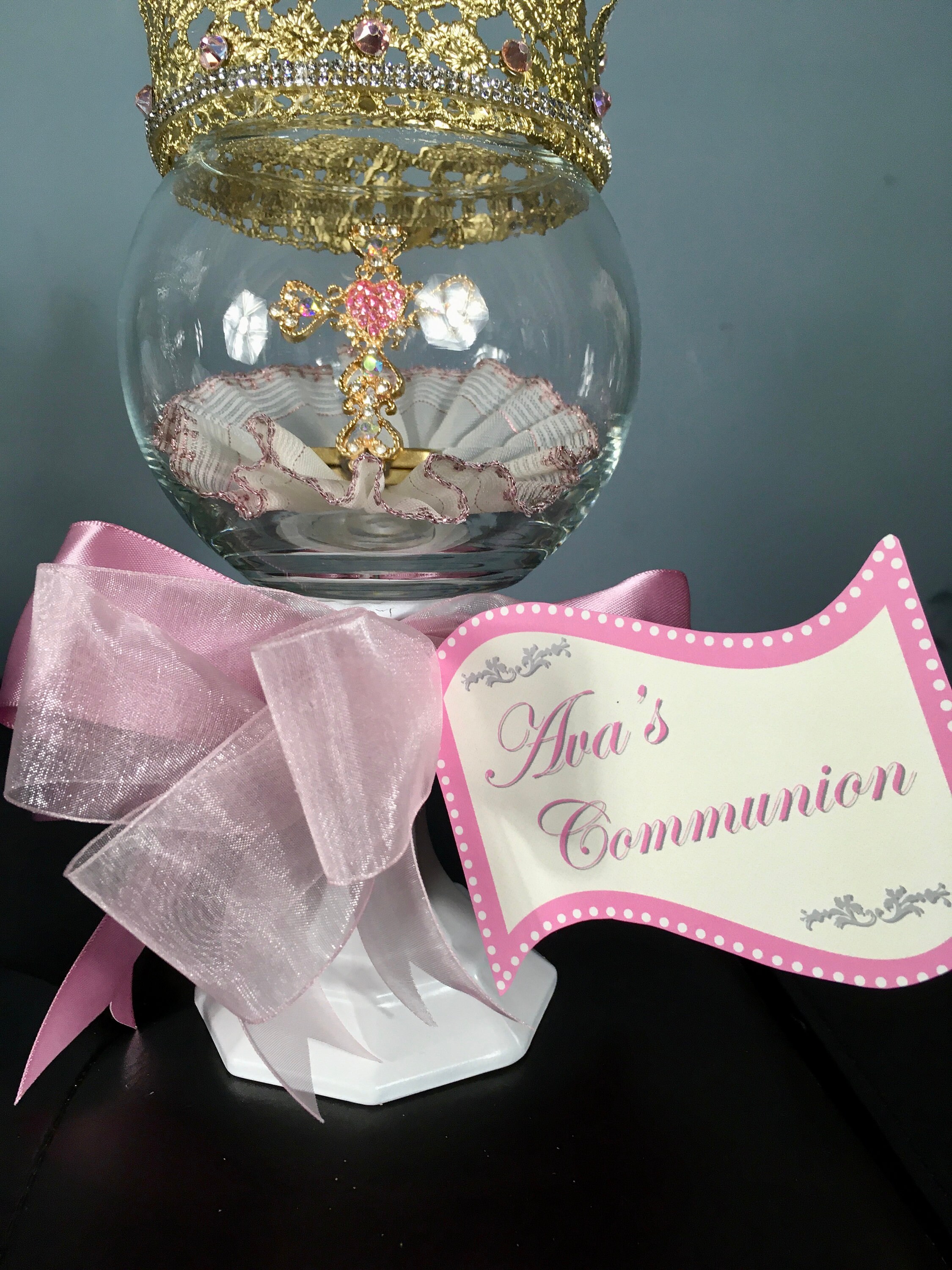 Girl COMMUNION CENTERPIECE, Baby Girl Christening Centerpiece, Baby Girl Baptism Centerpiece