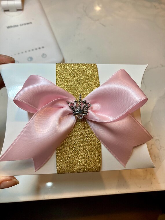 CROWN FAVOR BOX 6pc, Royal Blue Ribbon, Glitter, Gift Card Box, Party Favor Box, Princess Party, Queen for the Day, Cinderella Wedding, Gift