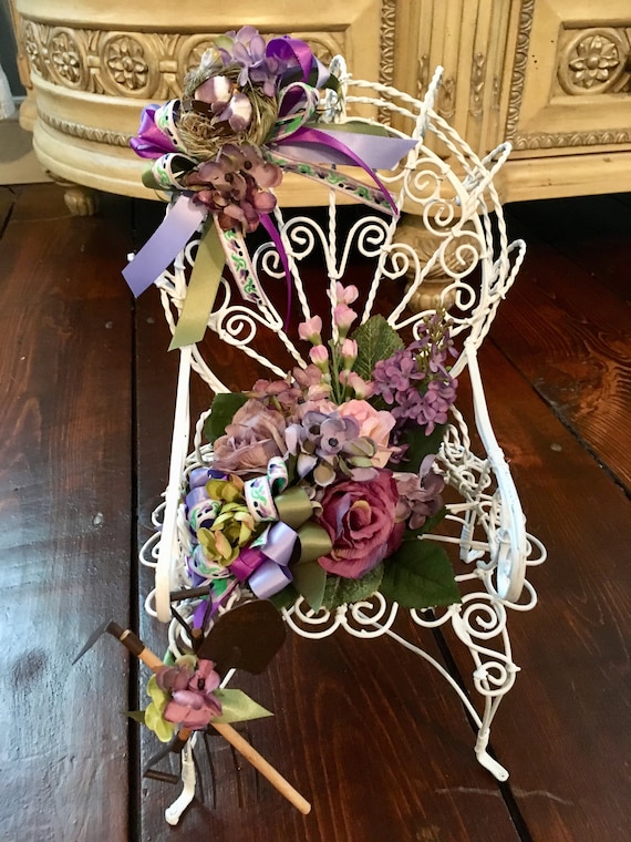 garden chair centerpiece, garden party theme, garden party decor, enchanted garden theme, bridal shower centerpiece, baby shower centerpiece