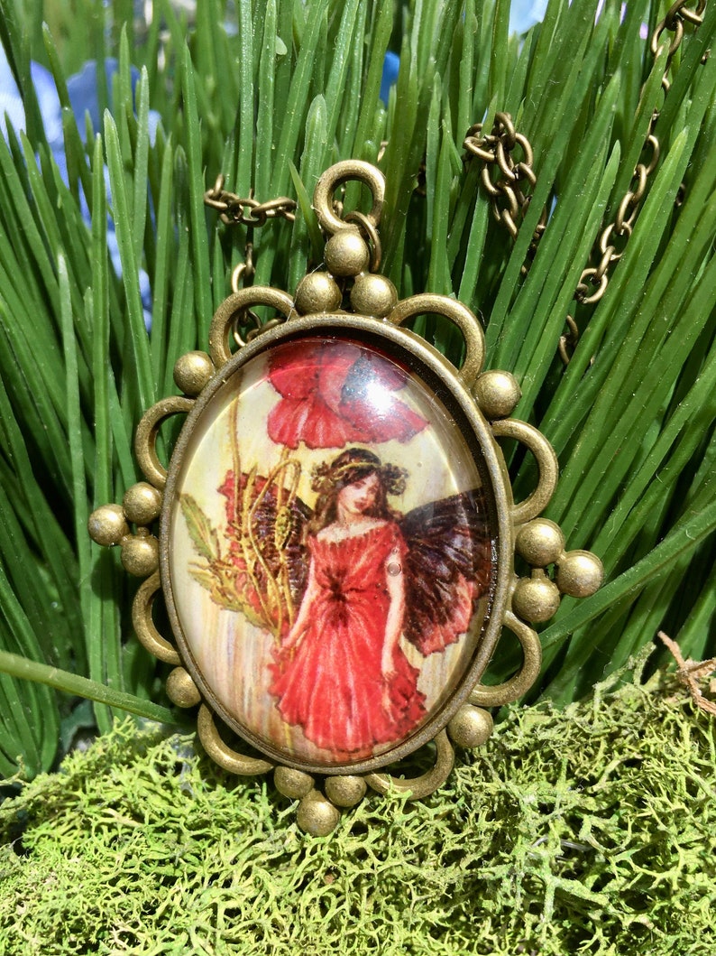 Fairytale Jewelry Bridesmaid Gift Fairy Jewelry Fairies Fairy Pendant Whimsical Fairy Pendant Red Fairy Pendant RED FAIRY NECKLACE