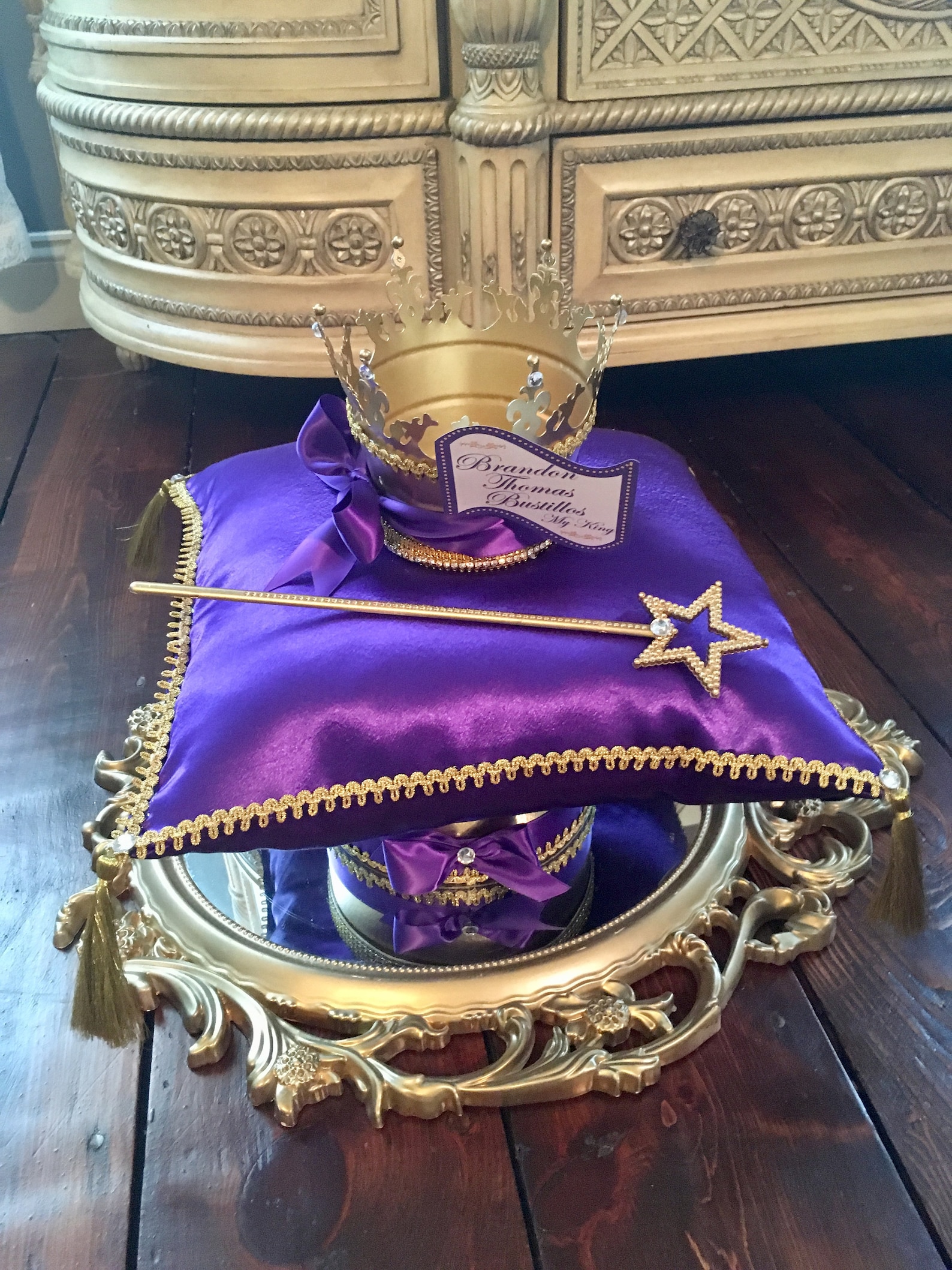 Royal Pillow crown centerpiece purple & gold crown Etsy
