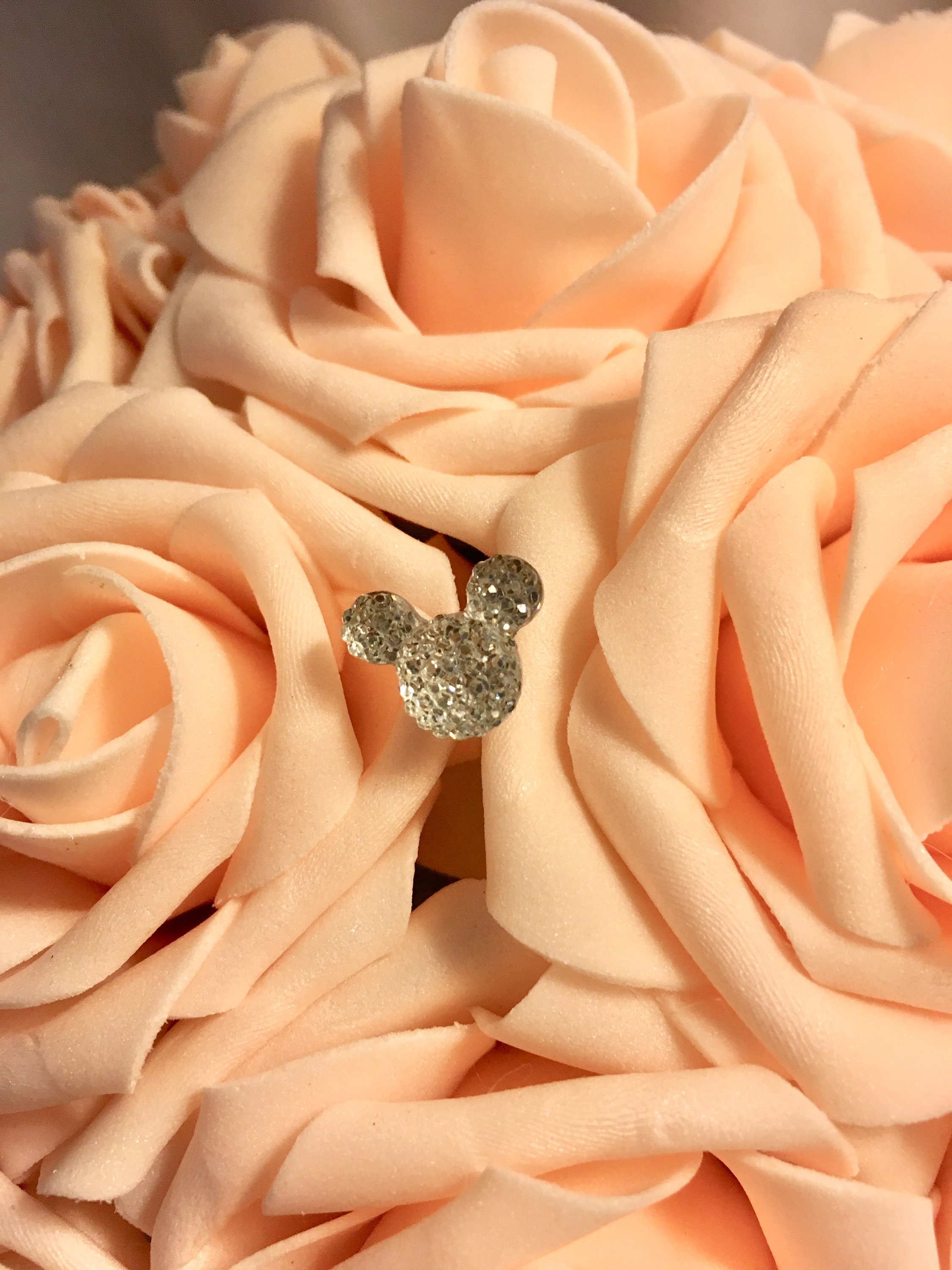 Disney Wedding Bouquet Flower Pins Hidden Mouse Ears Bouquets Crystal Clear  or Choose Color(QTY 12)