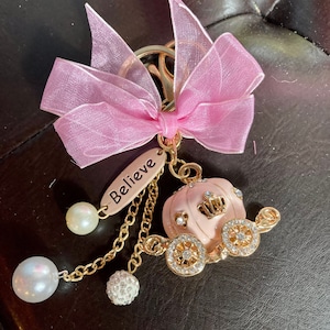 CINDERELLA KEYCHAIN, Cinderella Coach Purse Chain, Pumpkin Coach Keychain, Cinderella Backpack Charm, Cinderella Party Favors, Princess Gift