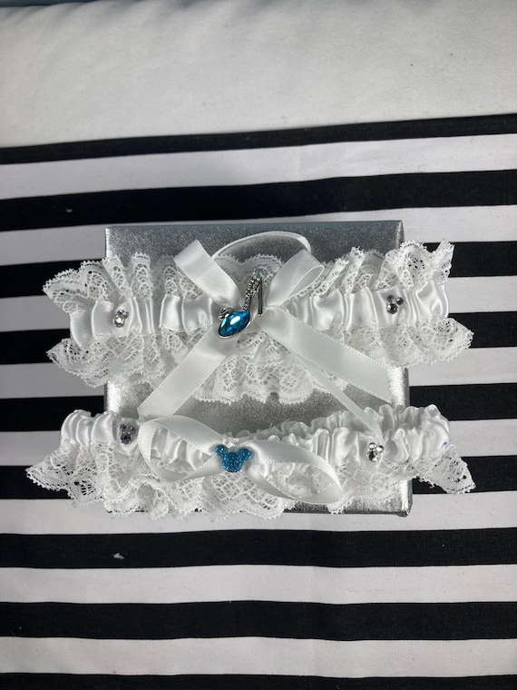 CINDERELLA WEDDING GARTER Belt Set, Disney Wedding Garter, Mickey Wedding Garter, Fairy Tale Garter, Cinderella Slipper Garter, Cinderella