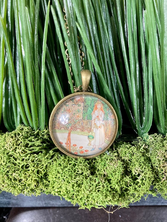 GARDEN FAIRY NECKLACE, Fairytale Necklace, Fairytale Garden Necklace, Fairytale Garden Favors, Garden Lovers Gift, Whimsical Fairy Necklace