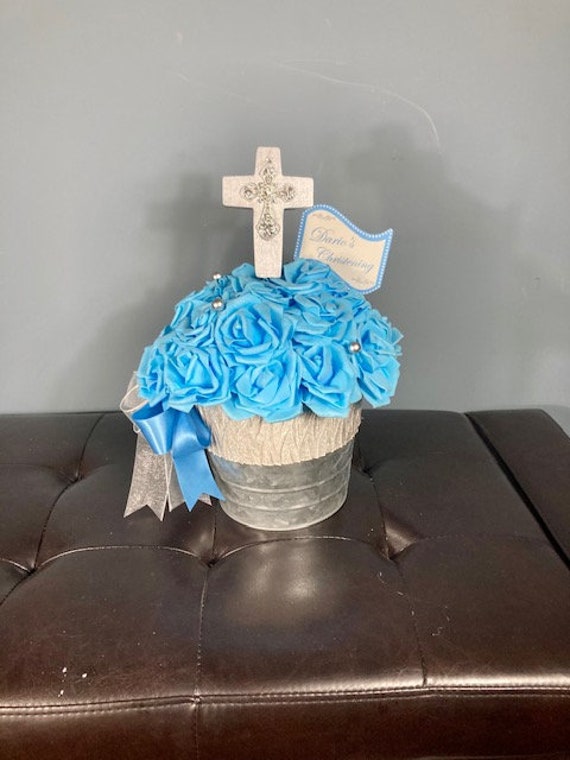 CROSS CENTERPIECE, Christening Centerpiece, Communion Centerpiece, Religious Centerpiece, Baby Girl Christening, First Holy Communion