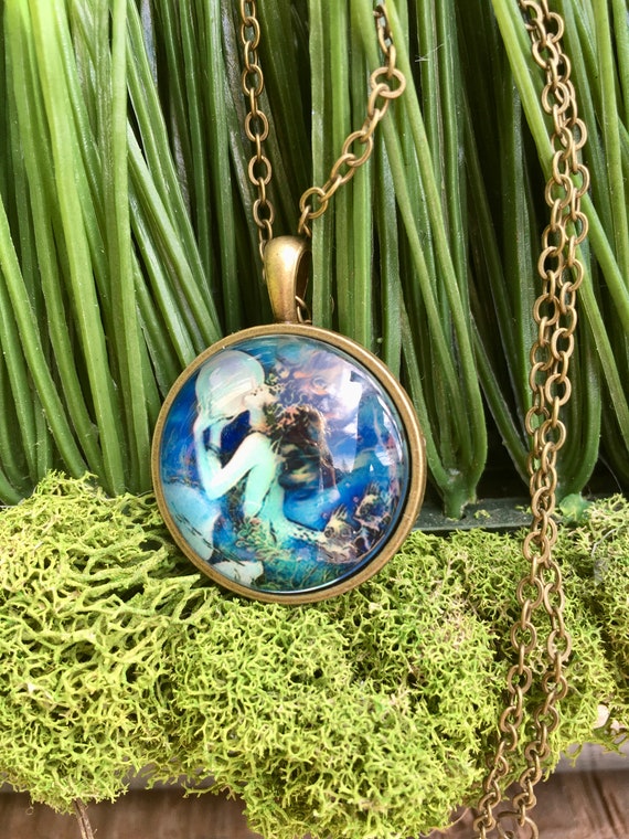 MERMAID GODDESS NECKLACE, Mermaid Necklace, Mermaid Lovers Gift, Under the Sea Necklace, Blue Mermaid Necklace, Mermaid Theme Party Favors