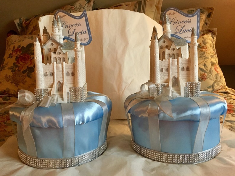 Baby Shower Centerpiece CINDERELLA CASTLE CENTERPIECE Crown Decoration Princess Birthday Party Sweet 16 Centerpiece Cinderella Wedding