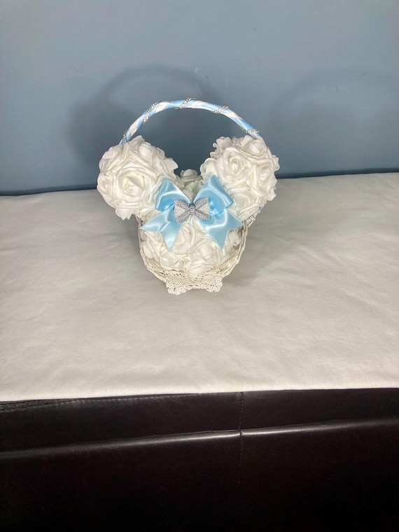 FLOWER GIRL BASKET, Mickey Inspired Wedding Basket, Fairytale Flower Girl Basket, Disney Wedding, Petal Basket,  Fairy Tale Wedding Flowers