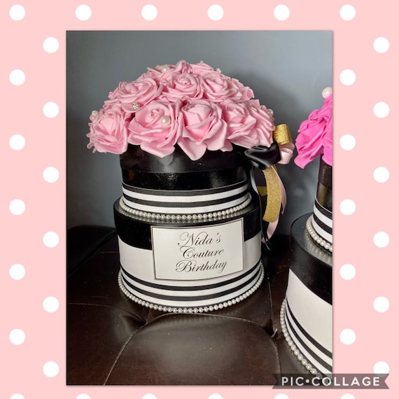 PARIS FLORAL CENTERPIECE, Paris Bridal Shower, Paris Sweet 16 Decor, Paris 50th, Hat Box Centerpiece, Glitz and Glam Centerpiece, Parisian