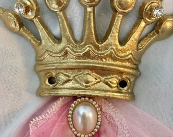 PRINCESS NURSERY DECOR, Princess Room Decor, Princess Bedroom Decor, Princess Room Ideas, Gold Crown Decor, Gold and Pink, Crown Hooks