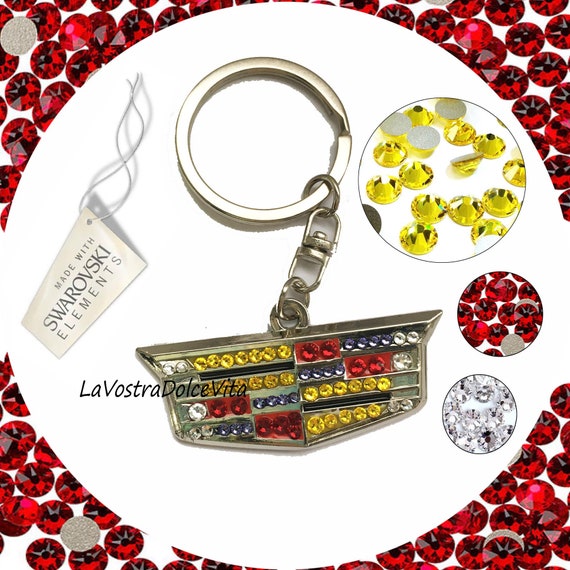 Cadillac Metal Keychain made with Swarovski Crystals