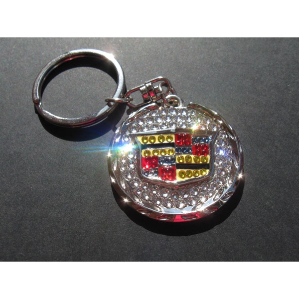 Crystallized Cadillac emblem Cadillac Keychain with Swarovski crystals sleutelhanger Cadillac logo Cadillac emblem cadillac key chain / key
