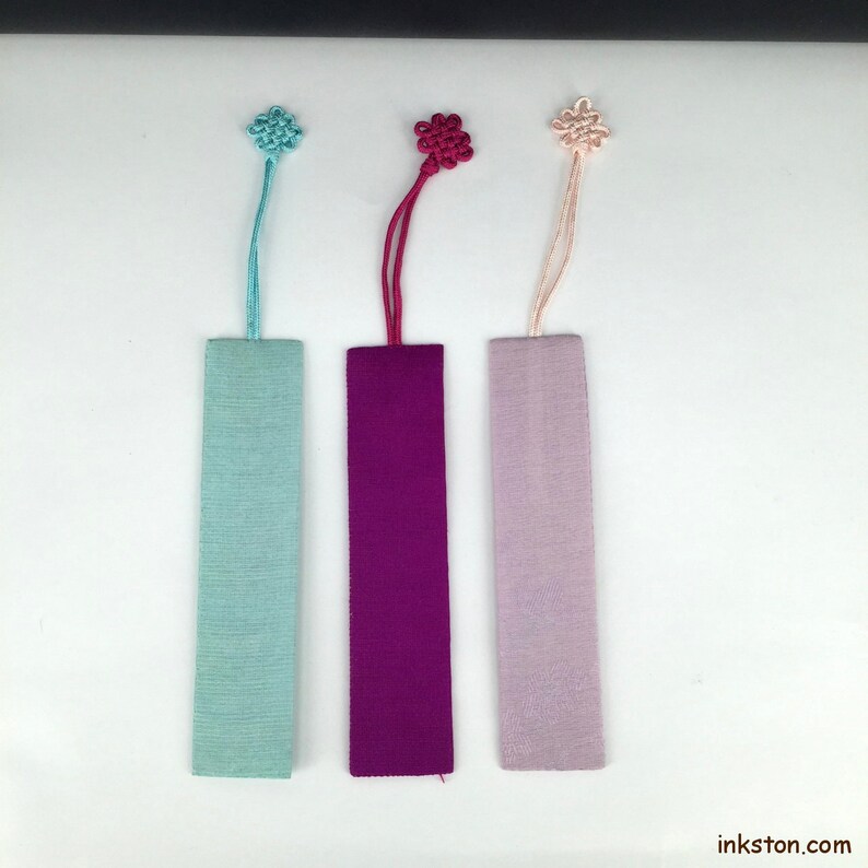 Handmade Silk Bookmark set of 3 with Lotus Flowers Light Etsy