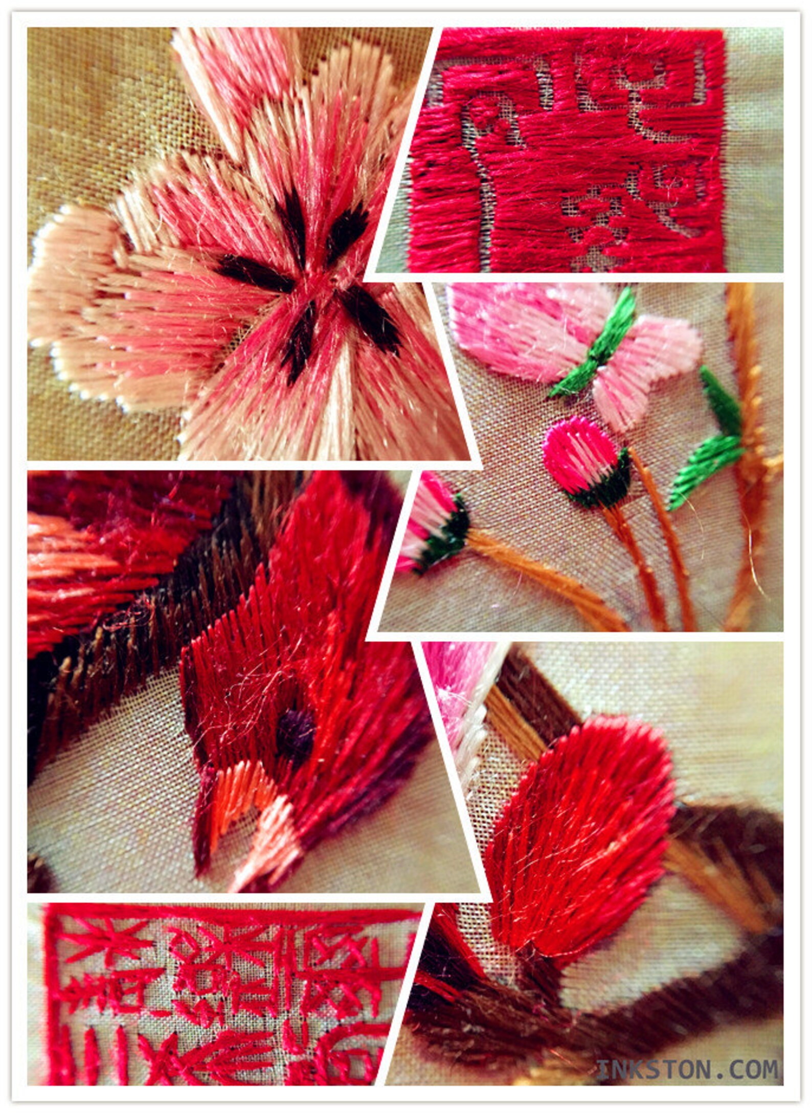 Double Sided Silk Embroidery Art Fan Birds With Blossom Etsy