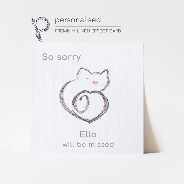Cat Sympathy Card | Personalised Loss of Cat Condolence Bereavement card | So sorry for your loss pet card | Kitten Kitty Fur Baby