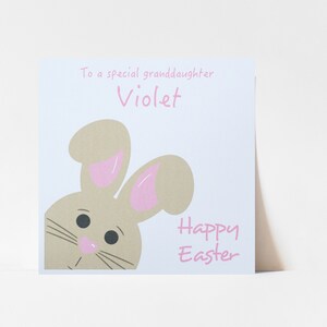 Carte de Pâques pour une petite fille | Carte personnalisée de lapin de Pâques pour petite-fille, filleule, fille, arrière-nièce, arrière-petite-fille.