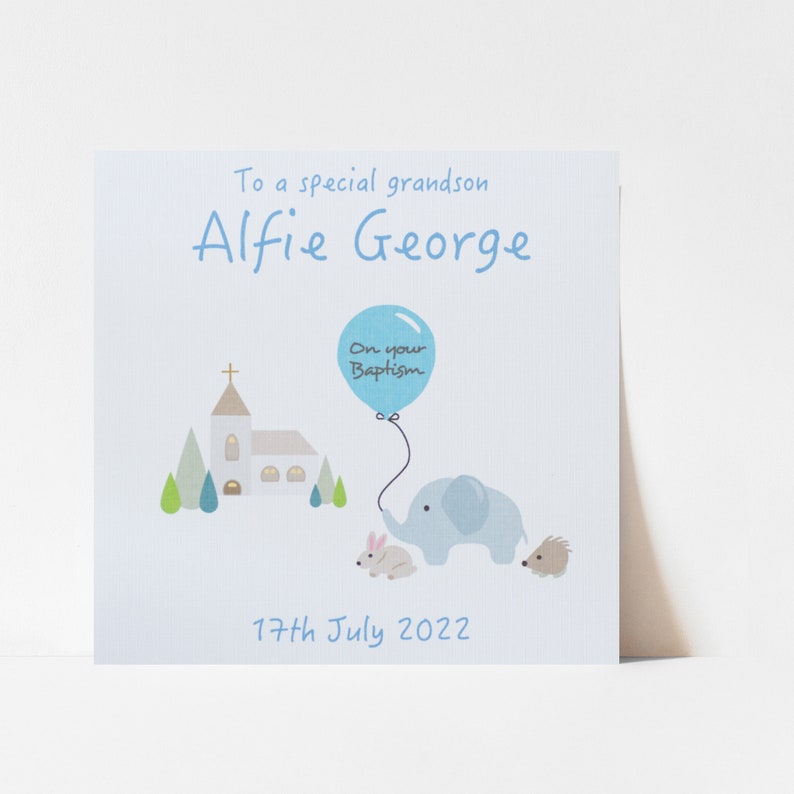 Baptism Card for Boys. Personalised for Son Godson Grandson Etsy