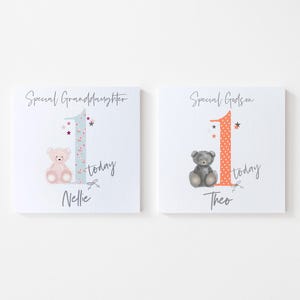 Cartes d'anniversaire : 1er anniversaire de jumeaux, jeu de 2 cartes | Pour garçons et filles jumeaux, garçons jumeaux ou filles jumelles | Cartes de premier anniversaire ours en peluche pour jumeaux, 1 an
