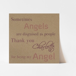 carte de remerciement personnalisée | Merci d'être mon ange | Carte d'anniversaire, carte de fête des mères pour maman, maman, maman, maman, amie, fille