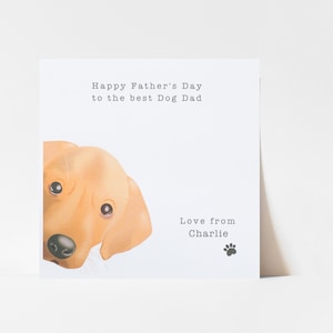 Carte de fête des pères du chien | Carte personnalisée pour la fête des pères avec chiot labrador roux | Carte de fête des pères pour chien papa, chien papa, chien grand-père
