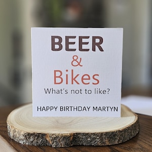 Mountain Bike Birthday Card | Personalised Beer & Bike Birthday Card for Him Her | Birthday Card for Cyclist | Birthday Card for Bike Lovers