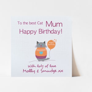 d'anniversaire personnalisée pour propriétaire de chat | Carte d'anniversaire des chats à maman chat, maman chat, grand-mère chat, dame chat, papa chat, papa chat, gardienne