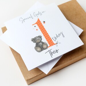 Carte 2e anniversaire personnalisée Petit-fils, arrière-petit-fils, filleul, neveu, arrière-neveu | Ours en peluche de 2 ans aujourd'hui pour son deuxième anniversaire