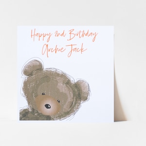 Carte d'anniversaire pour garçons | Carte de joyeux anniversaire personnalisée pour 1, 2, 3 ou 4 ans | Carte d'anniversaire d'ours en peluche de tout âge | Fils Petit-fils Cousin Petit garçon