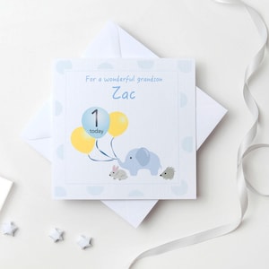 Carte d'anniversaire pour garçons | à personnaliser pour petit-fils, arrière-petit-fils, fils, filleul, neveu, cousin, arrière-neveu |  1 première carte One Today
