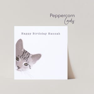 d'anniversaire personnalisée chat tigré | Carte d'anniversaire mignonne d'amant de chat | Carte de vœux chat moderne pour elle ou pour lui | Carte de visite personnalisée