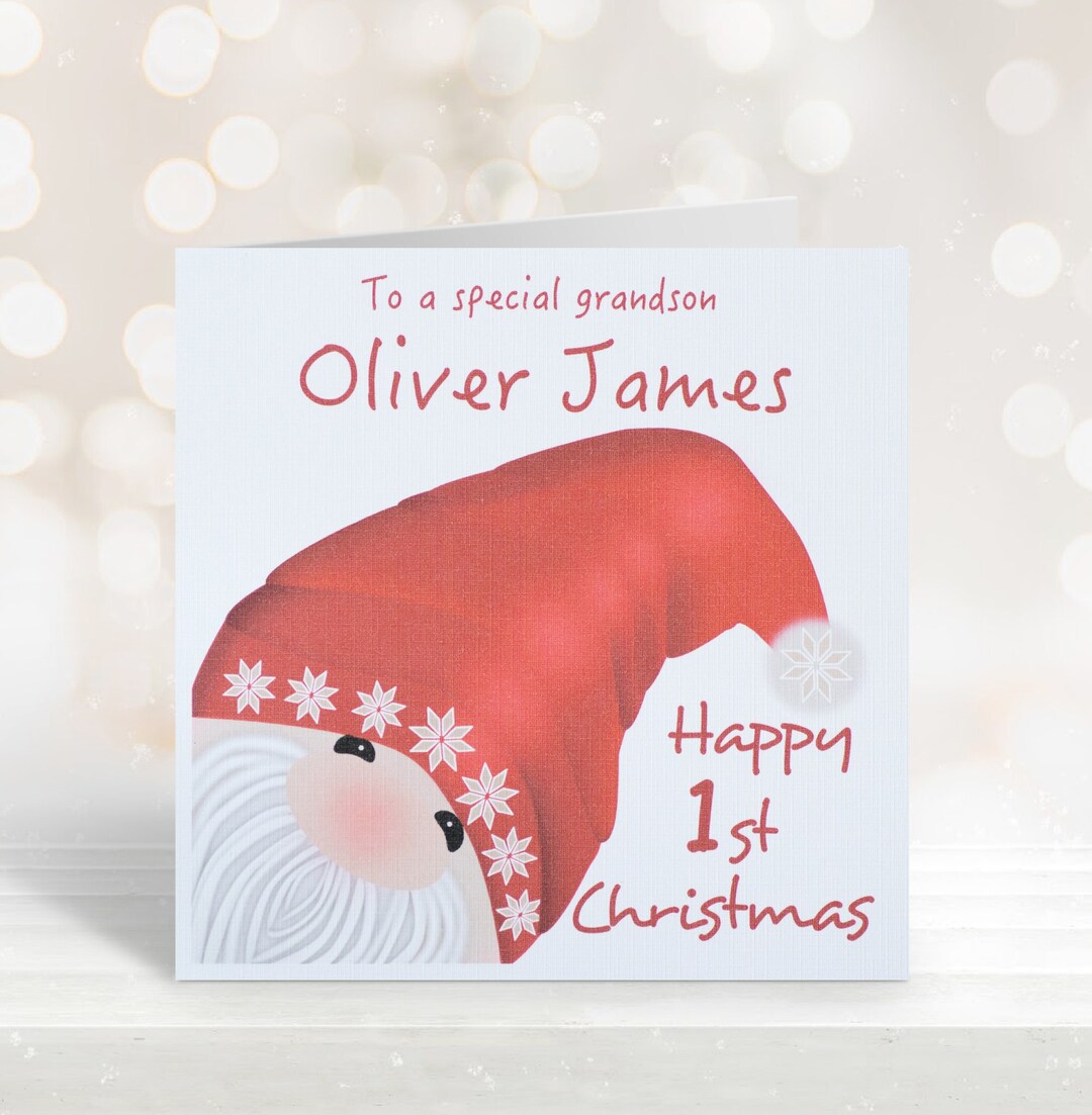Personalised Baby's 1st First Christmas Card for Son Grandson Nephew