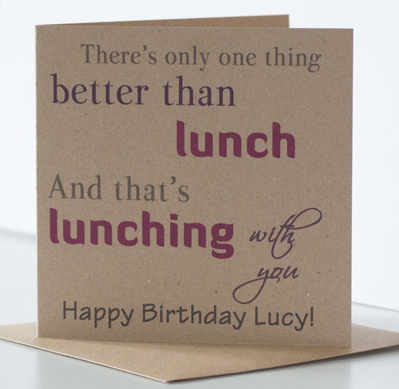 Personalised Lunch Birthday Card. A Rustic Lunch Themed Card Etsy