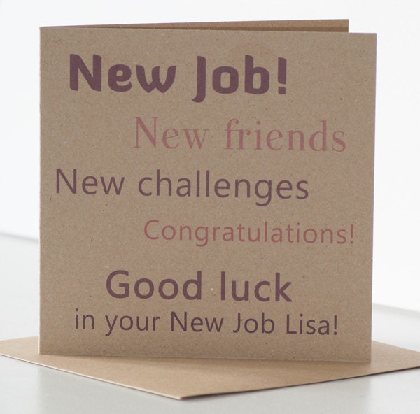 Good Luck in Your New Job Card. Personalised New Job Card. Etsy UK