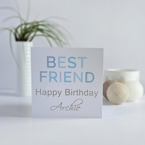 d'anniversaire personnalisée pour un ami de sexe masculin | Bleue, carte d'anniversaire simple pour lui | Carte de joyeux anniversaire élégante et simple