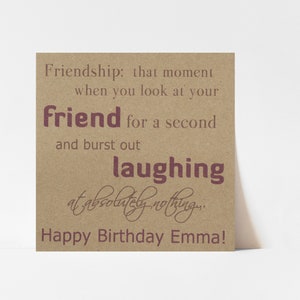 Carte de joyeux anniversaire personnalisée pour un ami, un ami spécial ou un meilleur ami | Amitié rustique, rire, carte anniversaire, femme, collègue