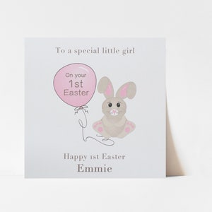 Première carte de Pâques pour une fille | Jolie carte personnalisée 1er lapin de Pâques pour bébé fille | Carte de Pâques lapin | Carte de Pâques rose petite-fille