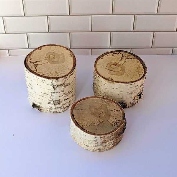 Birch slices, thick birch slice, wedding centerpieces, wood centerpiece, wood riser, wood slab, rustic table decor