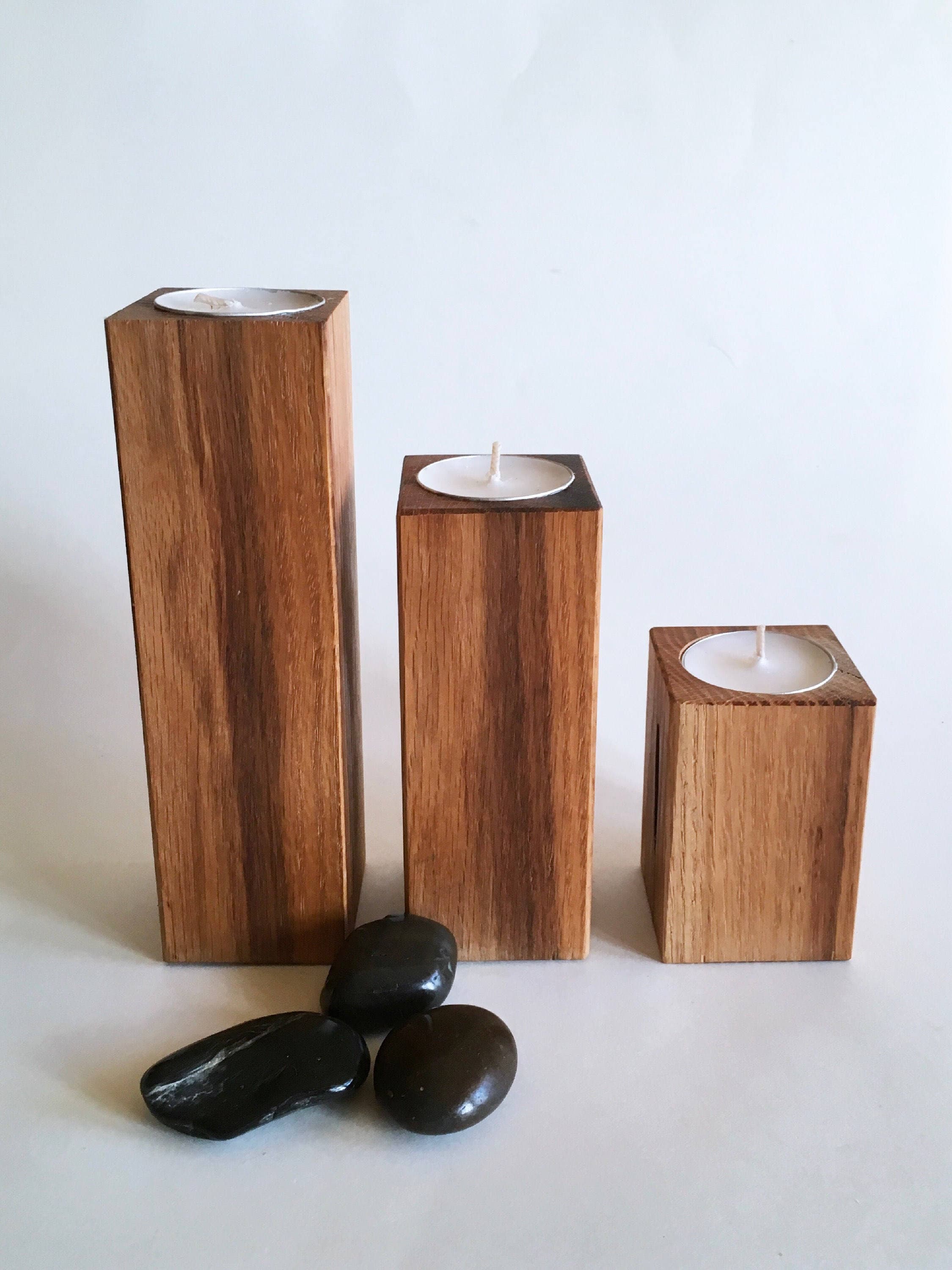 Rustic Pillar Candle Holders Farmhouse Decor Set of 3 Candle Etsy