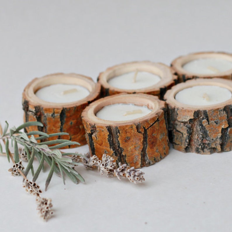 5 Willow, Pine or Aspen Tea Light Holders, Rustic Wedding Décor, House Warming Gift, Baby/Bridal Shower Décor image 2